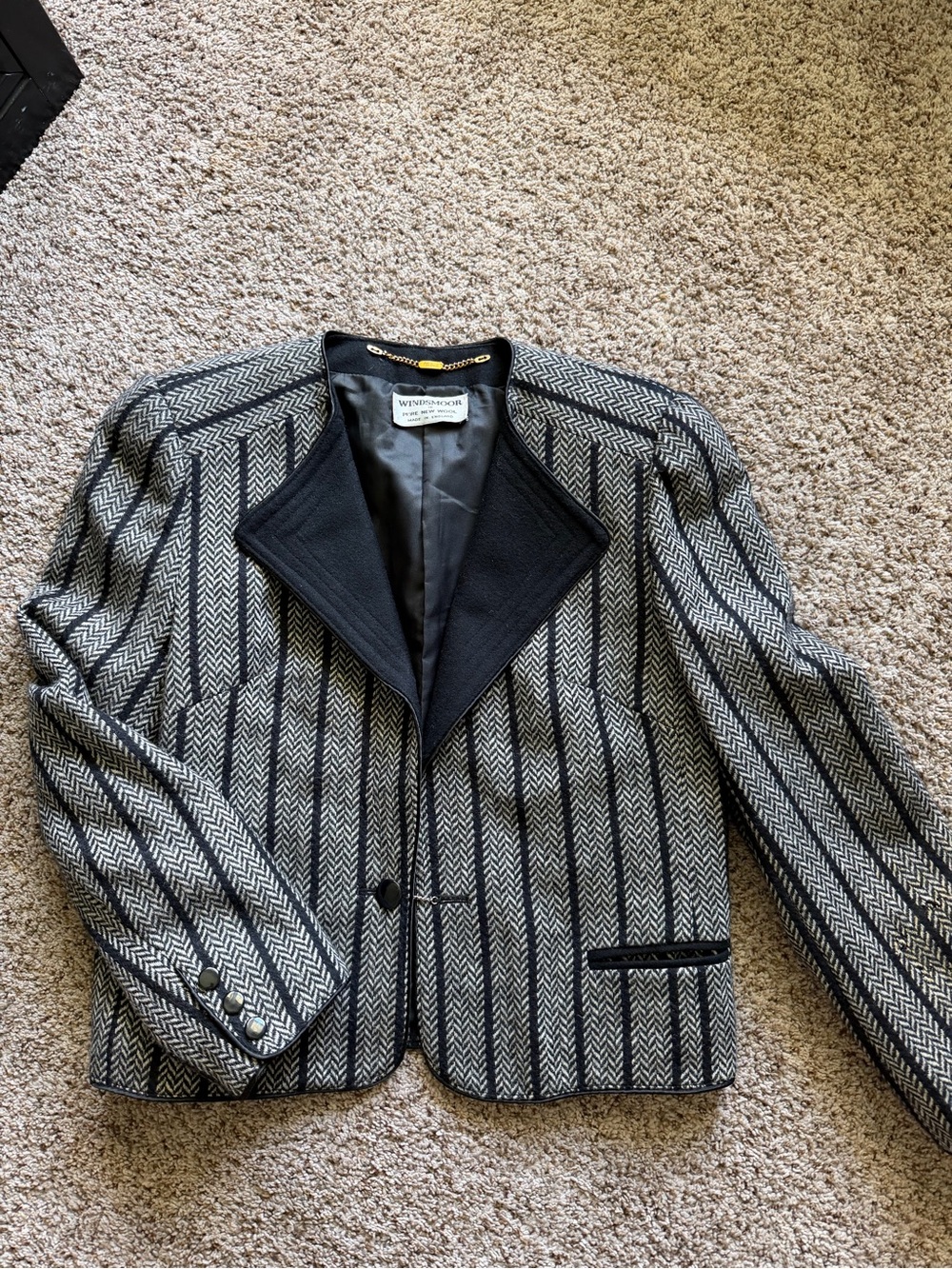 Windsmoor Black & White Herringbone Stripe Women's Blazer